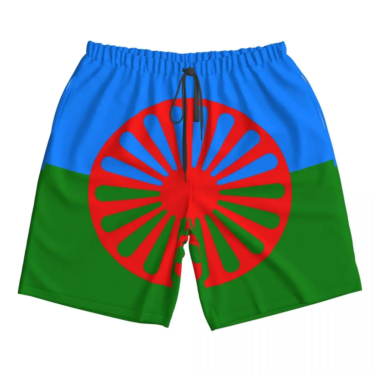 Romani People Rom Gypsy Flag Mens Swim Trunks Qucik Dry Board Beach Shorts Bathing Suit for Men Boardshorts Lightweight 5