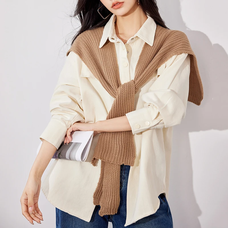 QOERLIN Irregular Elegant Front Short Blouse Turn-Down Collar Long Sleeve Korean Fashion Solid Shirt Female 2024 New Spring Fall