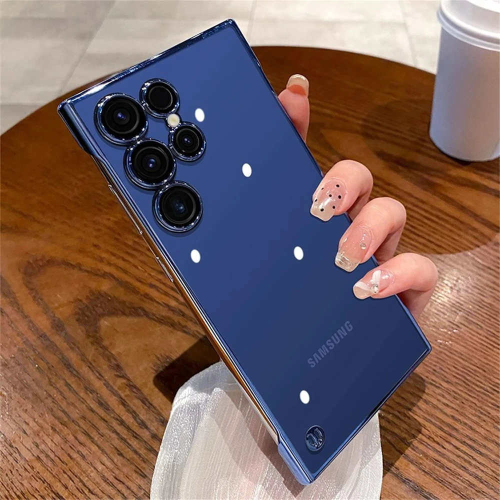 Luxury Transparent Slim Plating Frameless Phone Case - Clear Hard Acrylic Shockproof Cover