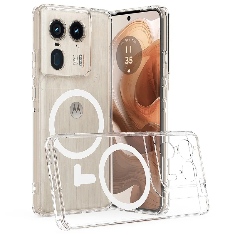 Clear Protective Magnetic Charging Case for Motorola Edge 50 Ultra