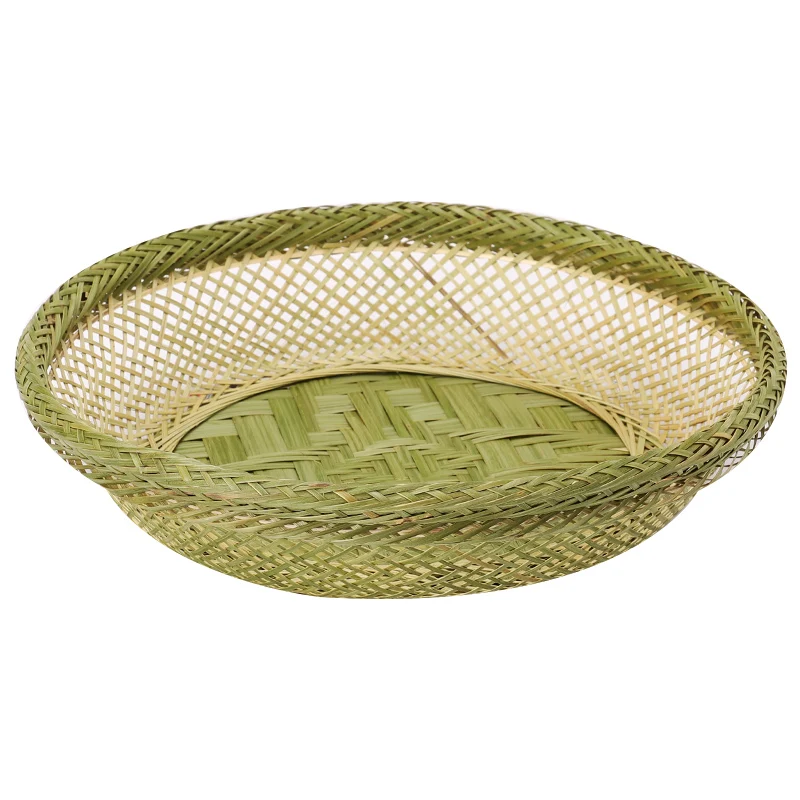 

Bamboo Woven Fruit Basket Fruit Plate Dustpan Handmade Sieve Dried Fruit Tray Snack Basket Steamed Bread Storage Basket