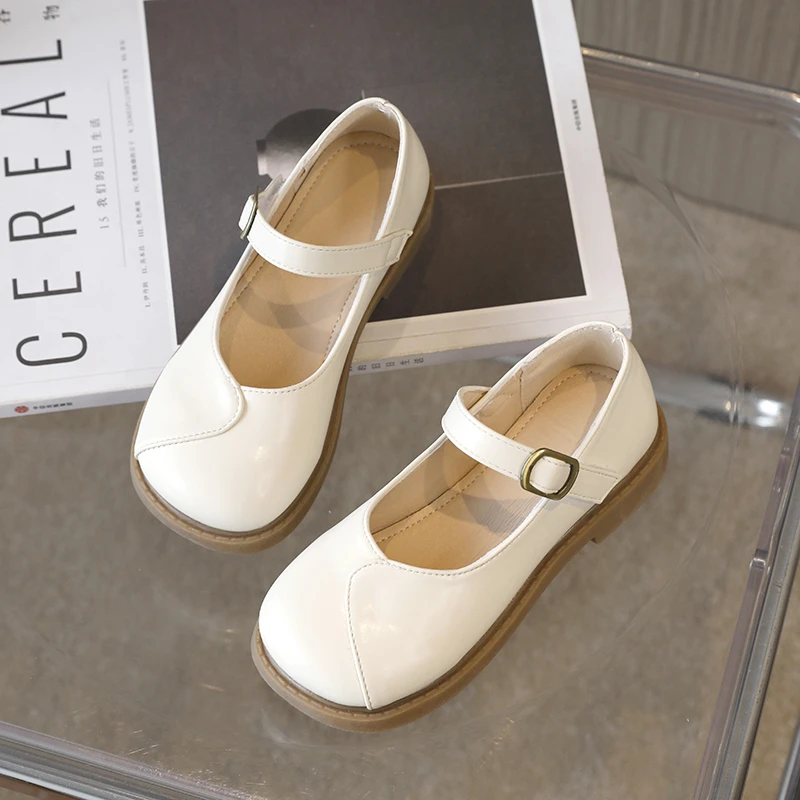 Leather Kids Flat Shoes for Girls Wedding Party