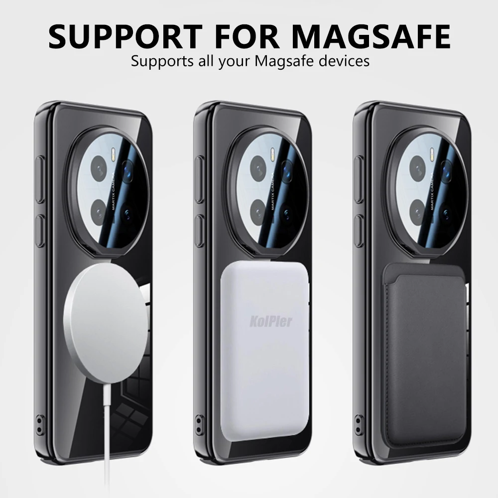 Luxury Plating Clear Case with Magnetic Alloy Lens Holder and Hard Back Cover