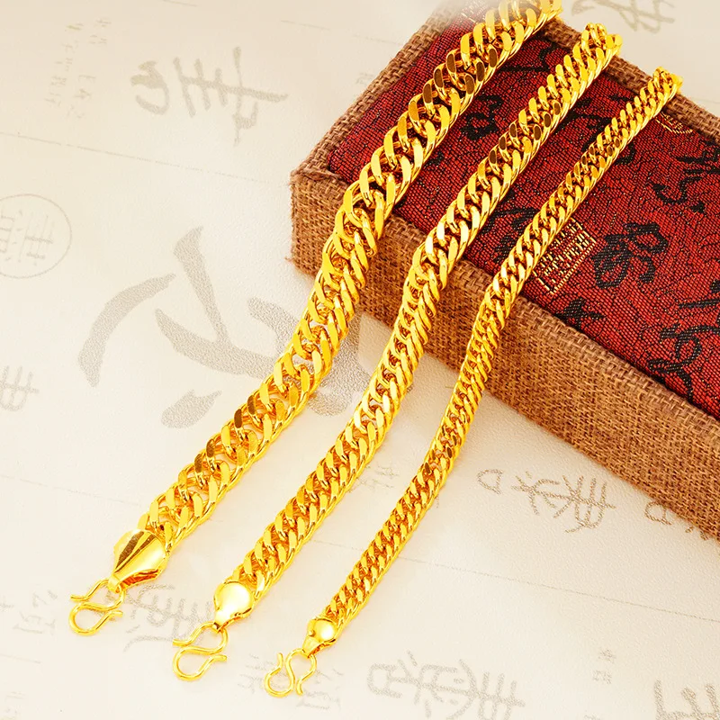 Pure 18K Yellow Gold Color 6n8n10n Bracelets for Women Classic Wedding Bracelets Birthday Christmas Gifts Jewelry