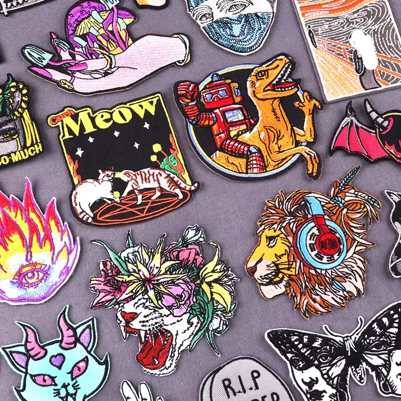Fiercely Animal Patch DIY Eisen auf Patches für Kleidung Horror Punk bestickte Patches auf Kleidung Jacken Nähen Stickerei Aufkleber