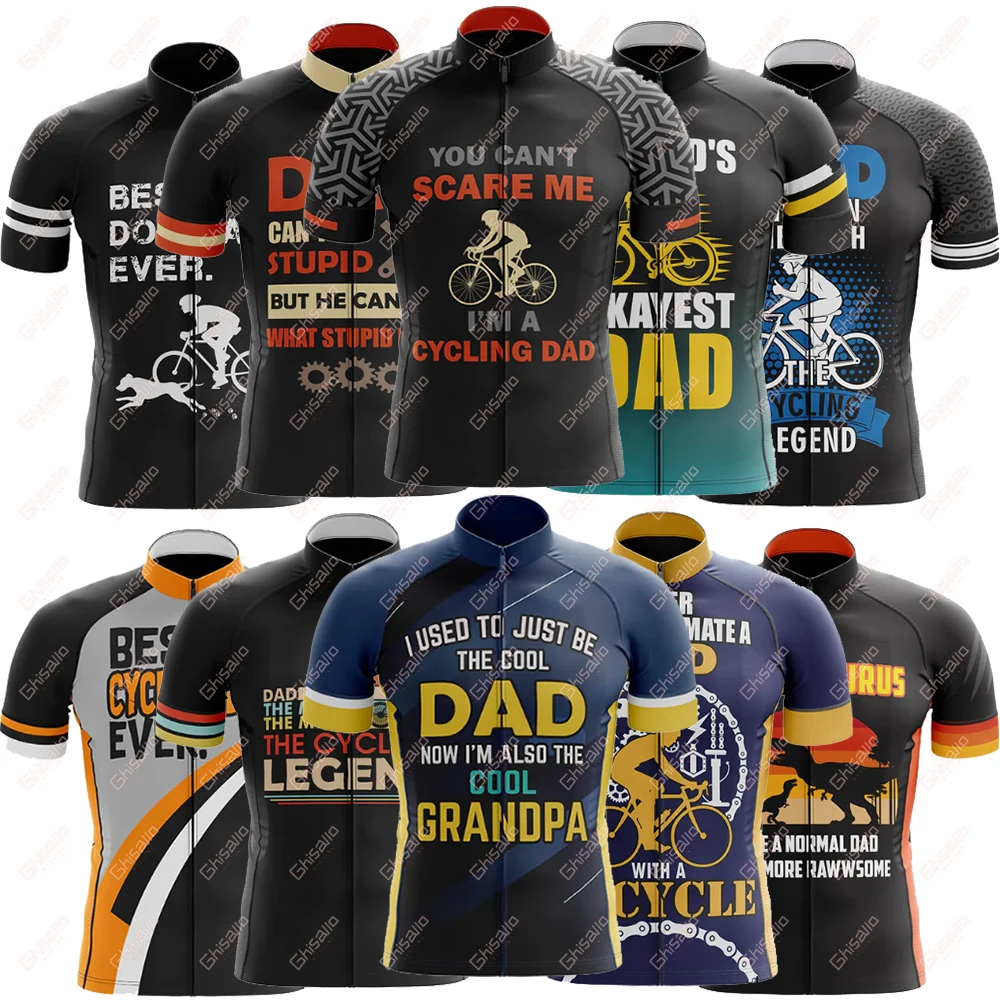 DAD-Cycling Jersey for Men, Short Sleeve, Reflective, MTB Maillot, Downhill, Pro Team, Mountain Bicycle Clothing, Summer, New