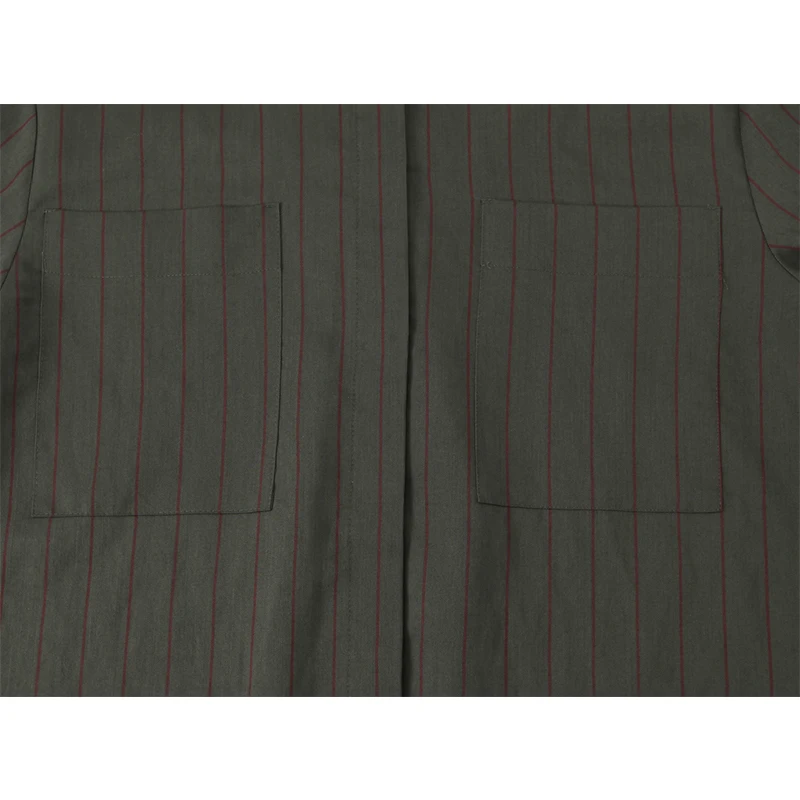 Chic Stripe Shirts for Women 2025 New Fashion Stand Collar Long Sleeve Women's Casual Loose Shirt And Blouse Woman Top ﻿