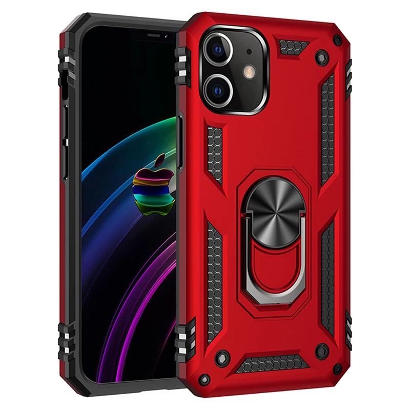 Coque blindée antichoc avec support de doigt, anneau métallique magnétique, pour iPhone 15 14 13 12 11 Pro XR XS Max X 7 8 6 Plus SE_voghion.com