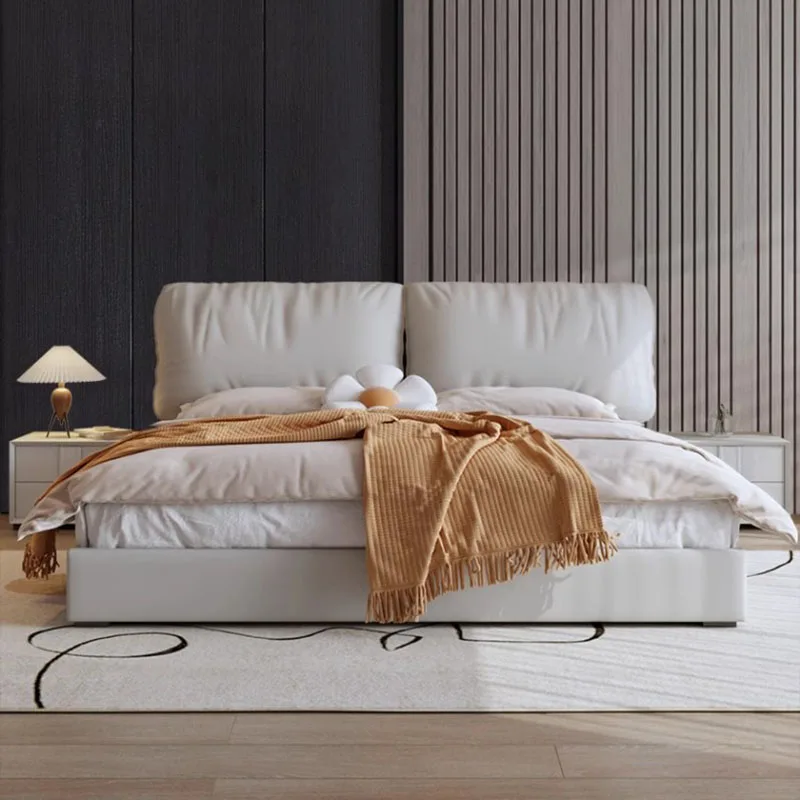 StorageHighEndDoubleBedHeadboardDesignerWhitePlatformSafeTwin