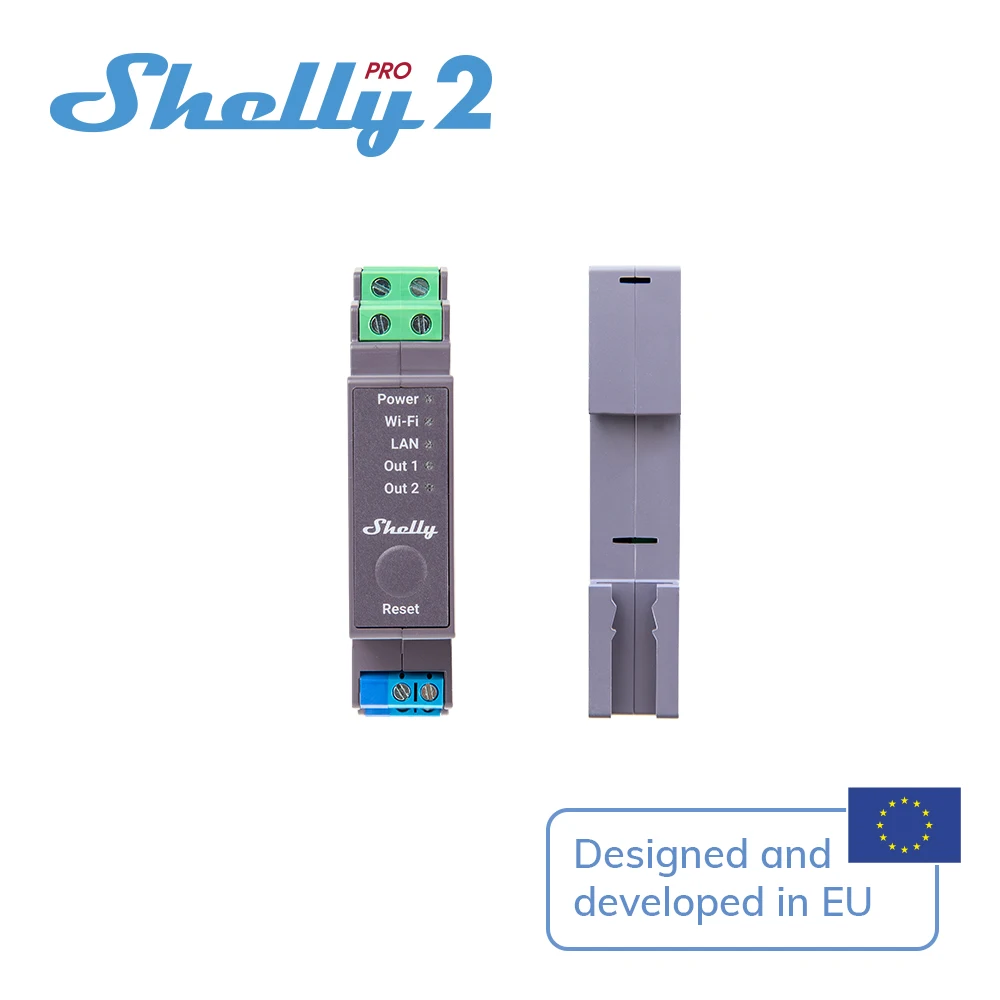 Shelly Pro 2PM DIN Mountable 2 Circuit WiFi Smart Relay with Power