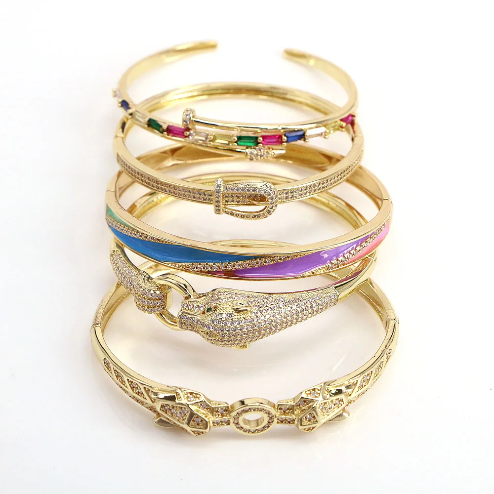 

3PCS, New Style Fashion Copper Cubic Zircon Cuff Adjustable Animal Bangle Jewelry Party Wedding Gift