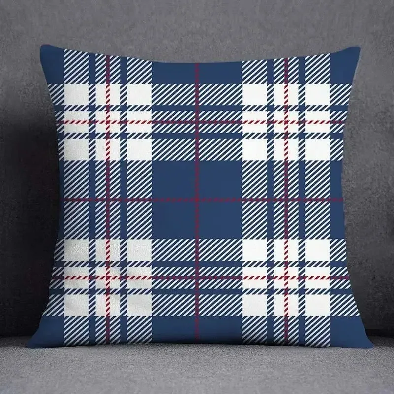 45x45CM Kissenbezug mit geometrischem Muster, Polyester, blau-grau, Sofakissen, Dekokissen, Heimdekoration, Kissenhülle – Detail 14