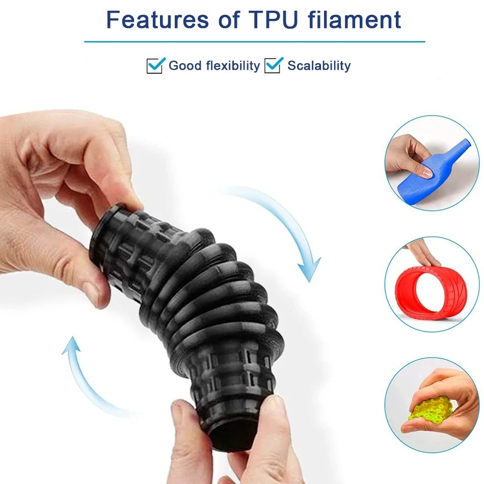 유연한 필라멘트 TPU 1.75mm 1KG 3D 필라멘트 TPU 인쇄 재료 3D 프린터 TPU 필라멘트 용 투명 필라멘트 청록색