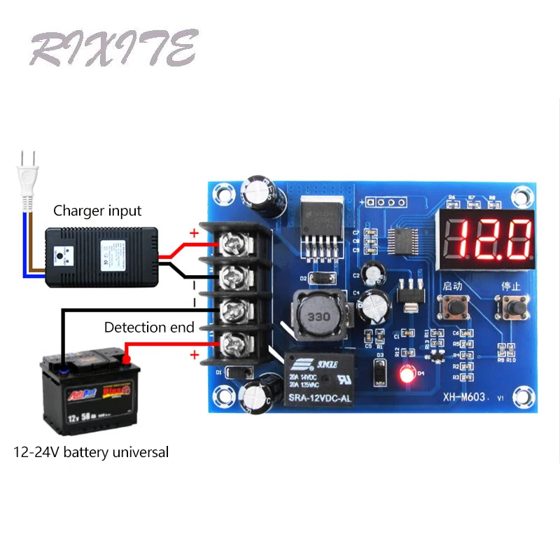 

XH-M603 Charging Control Module 12-24V Storage Lithium Battery Charger Control Switch Protection Board With LED Display NEW