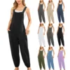 Cotton Linen Ladies Bib Pants Suspender Trouser Loose Casual Female Women One-Piece Romper Overalls Wide Leg Jumpsuit Streetwear 1