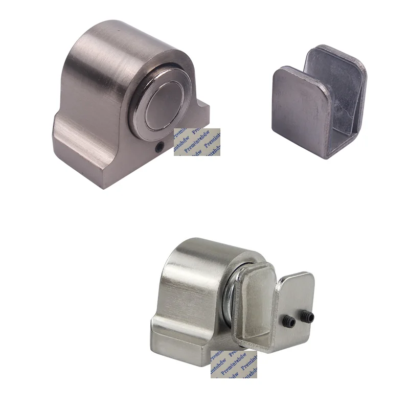 2Pcs Zinc Brushed Nickel Glass Door Stop Doorstop Holder Floor Mount