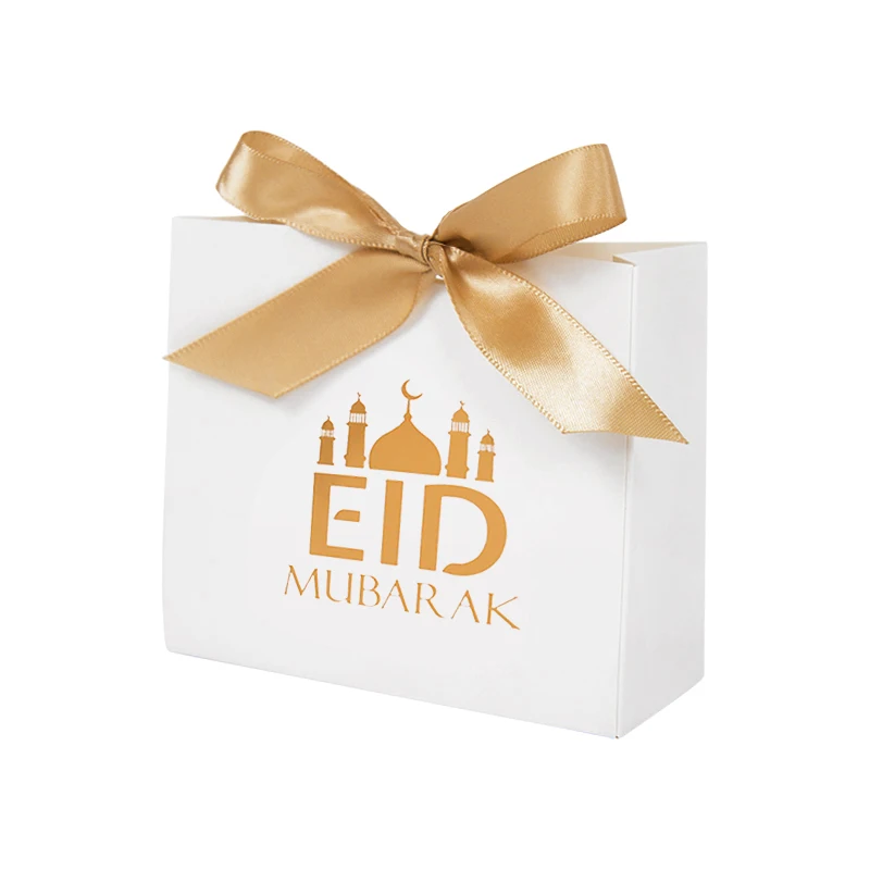 5/10Pcs Eid Mubarak Candy Gift Boxes Ramadan Kareem Cookie Snack Packaging Box Bag 2024 Muslim Islamic Party Decoration Supplies