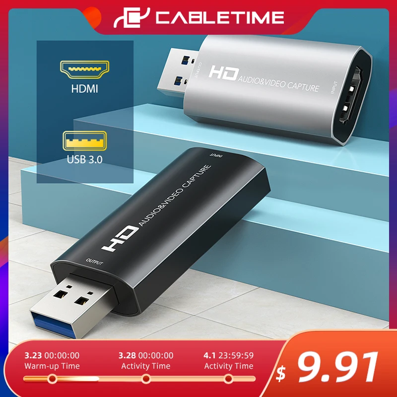  CABLETIME 4K захват видео HDMI карта захвата USB 3,0 2,0 60FPS для переключения камеры прямой трансляции запись PS4 DVD рекордер C371 