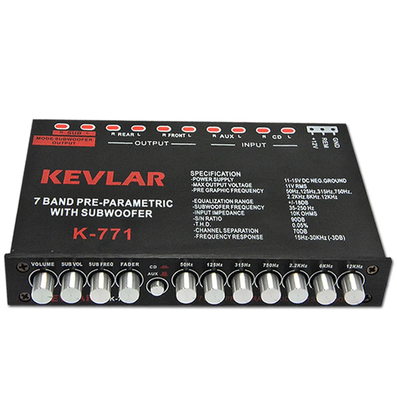 K-771 7 Segment Equalizer Car Audio EQ Tuning Crossover Amplifier DC 12V audio equalizer