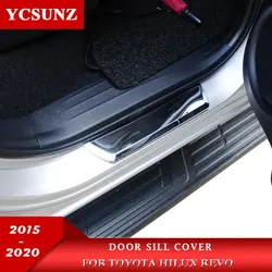 Couvercle de seuil de porte latéral en acier inoxydable, pour Toyota Hilux Revo 2015 2016 2017 2018 2019 2020, accessoires plaques de seuil YCSUNZ 