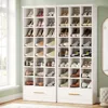 9-Tier Shoe Storage Cabinet, 71-Inch Tall Wooden Shoes Rack, Storage Cabinet with 24 Cubbies and Drawer for Closet, Shoe Rack 1