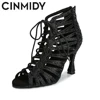 CINMIDY Black Dance Shoes For WomenT ango Salsa  Latin Dance Shoes  Cuban Heel Ballroom Dance Boots  Red Party Shoes For Dancing 2