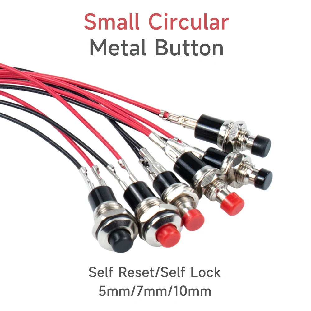 Circular Metal Button Switch 5mm 7mm 10mm PBS-110 PB05A small self resetting self-locking point action power switch