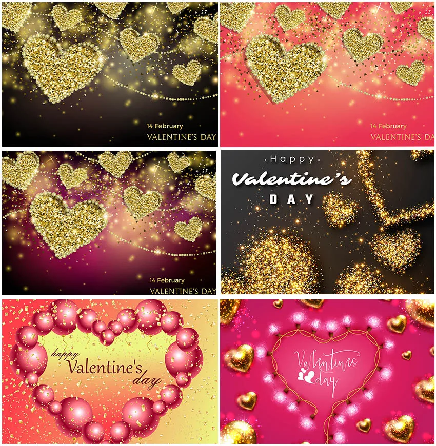 

Фоны для студийной фотосъемки на День святого Валентина С Блестящими Золотыми сердечками