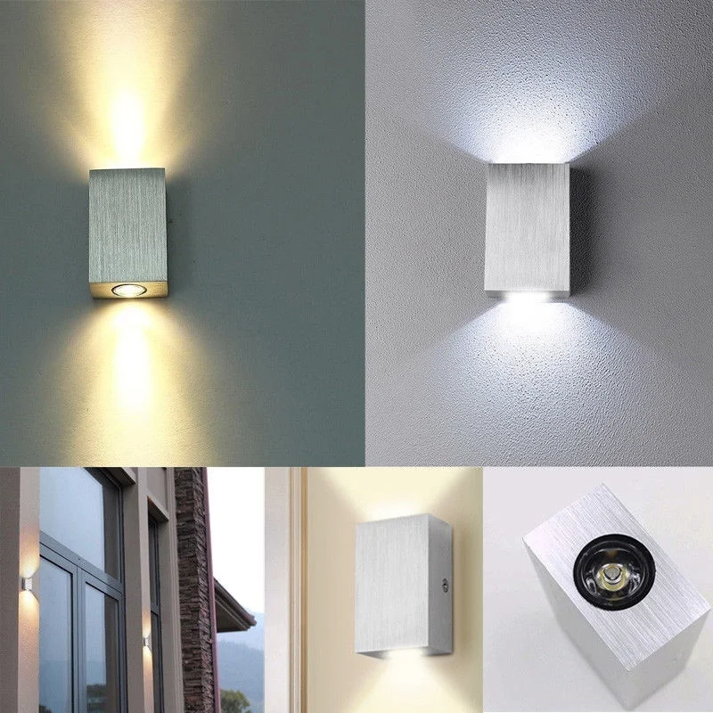2w Lamp Led Aluminium Wall Light Rail Project Up Down Square Led Wall Lamp Bedside Room Bedroom Decor Wall Lamps Arts