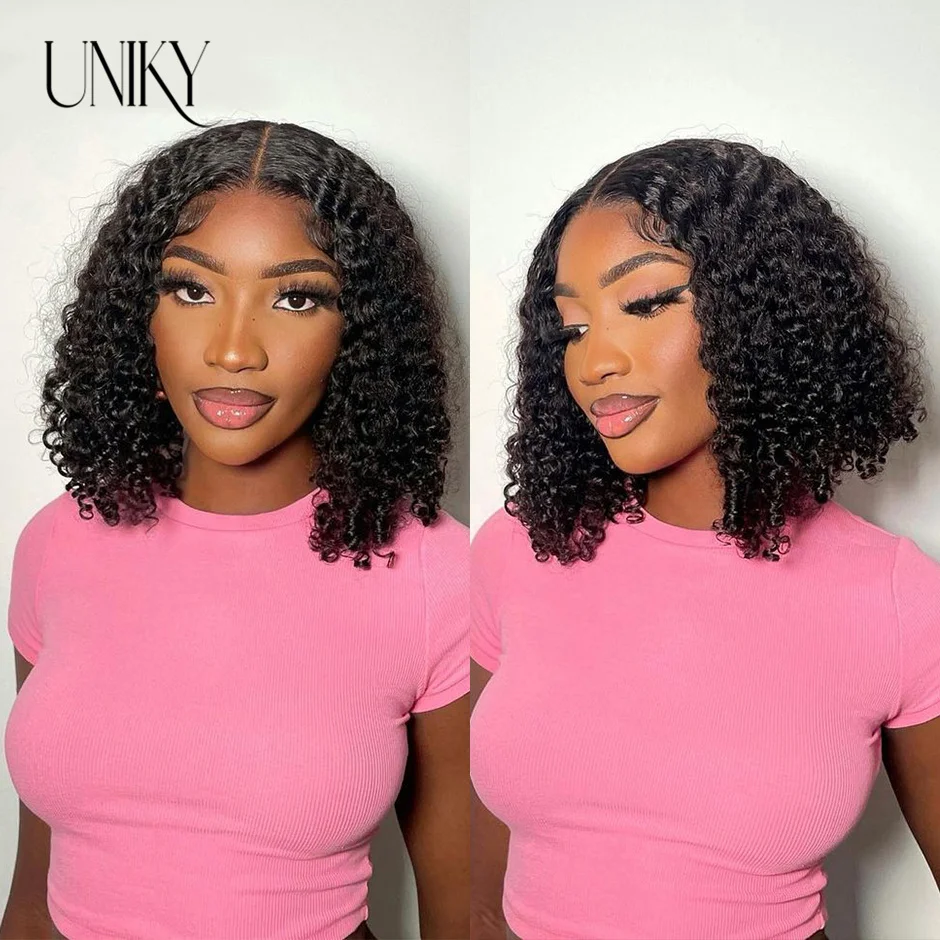 Short Curly Human Hair Bob Wig Water Lace Front Human Hair Wigs ForWomen PrePlucked Brazilian Glueless 13x4 Lace Wig Unikyhair