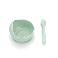 Platos de silicona sin BPA para bebé, plato de silicona para alimentación de bebé, tazón con ventosa, vajilla impermeable, cuchara, vajilla antideslizante