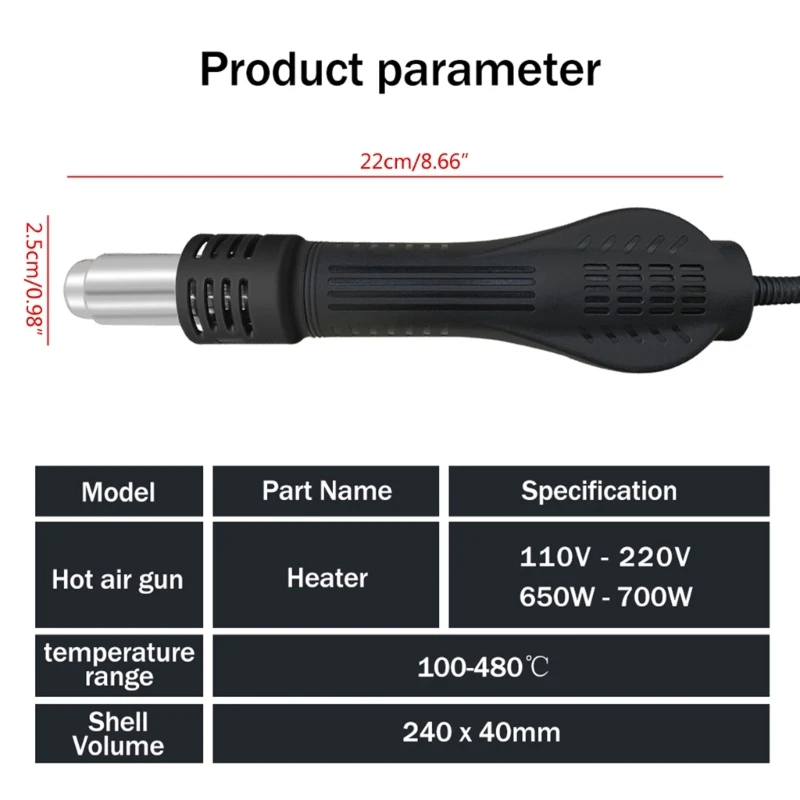 Portable Hot Air Guns Rework Solder Station Hot Air Blower Heat Guns Handle For 858A 858D 868D 878D Soldering Station images - 6