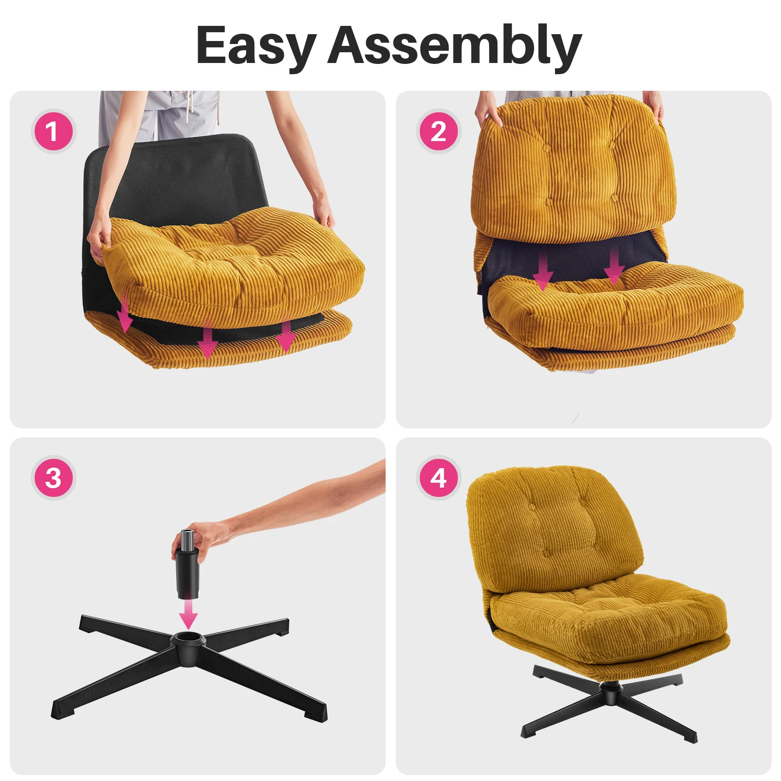 Redlife Modern Foldable Accent Chair 360&deg; Swivel Tufted Lazy Chair Upholstered Lounge w/ Thickened Cushion for Living Room