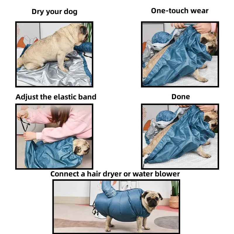 Pet Dogs Drying Bags Portable Foldable Household Pet Hair Bag for grooming and cleaning Hair Bag Efficient Dry Tool Kit dog grooming vacuum,pet hair dryer,pet hair dryer bracket