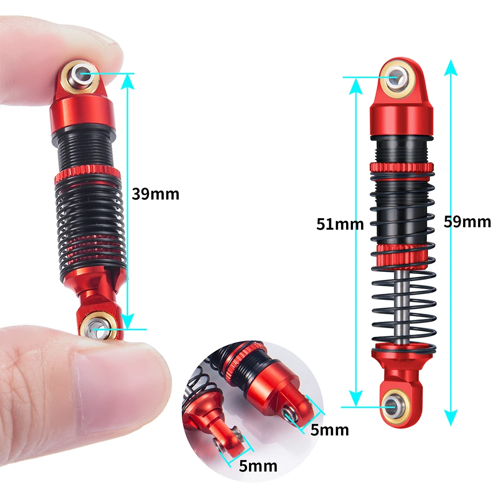YEAHRUN 4PCS Aluminum Shocks Absorbers Damper for 1/18 RC Crawler TRX4M TRX-4M Bronco Defender K10 F150 Upgrade Parts