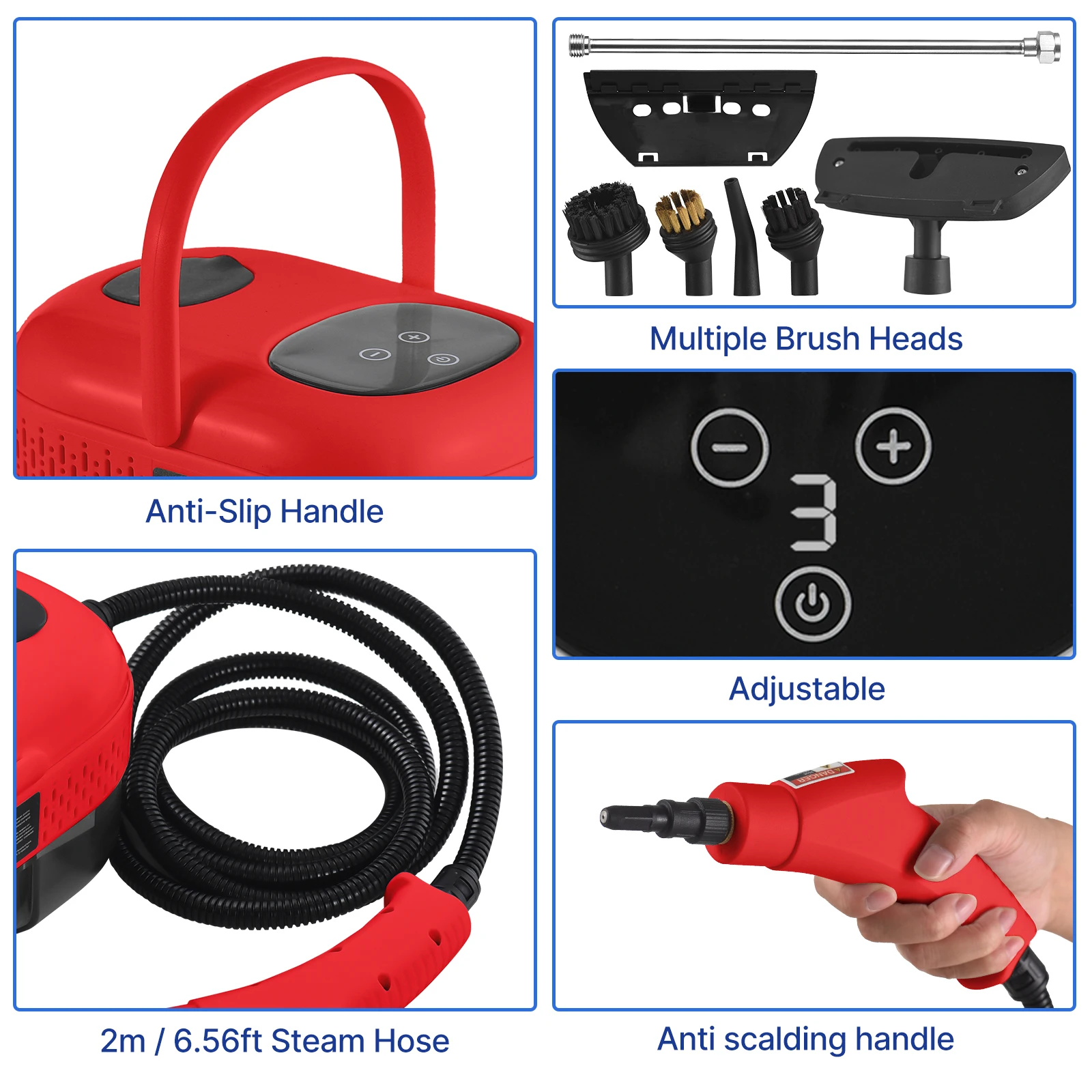 Multi Functional Handheld Steam Cleaner 2500W Ergonomic Handle Portable Smart Touch Screen 6 Levels Adjustable Steam Cleaner 3