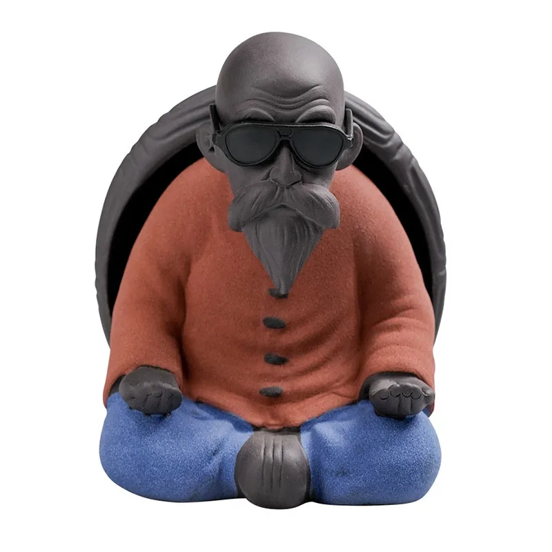 Ceramic Tea Pet Statue, Old Man Tea Leak, Purple Sand, Cute Character Decoration, Home, Tea Room Art Ornaments