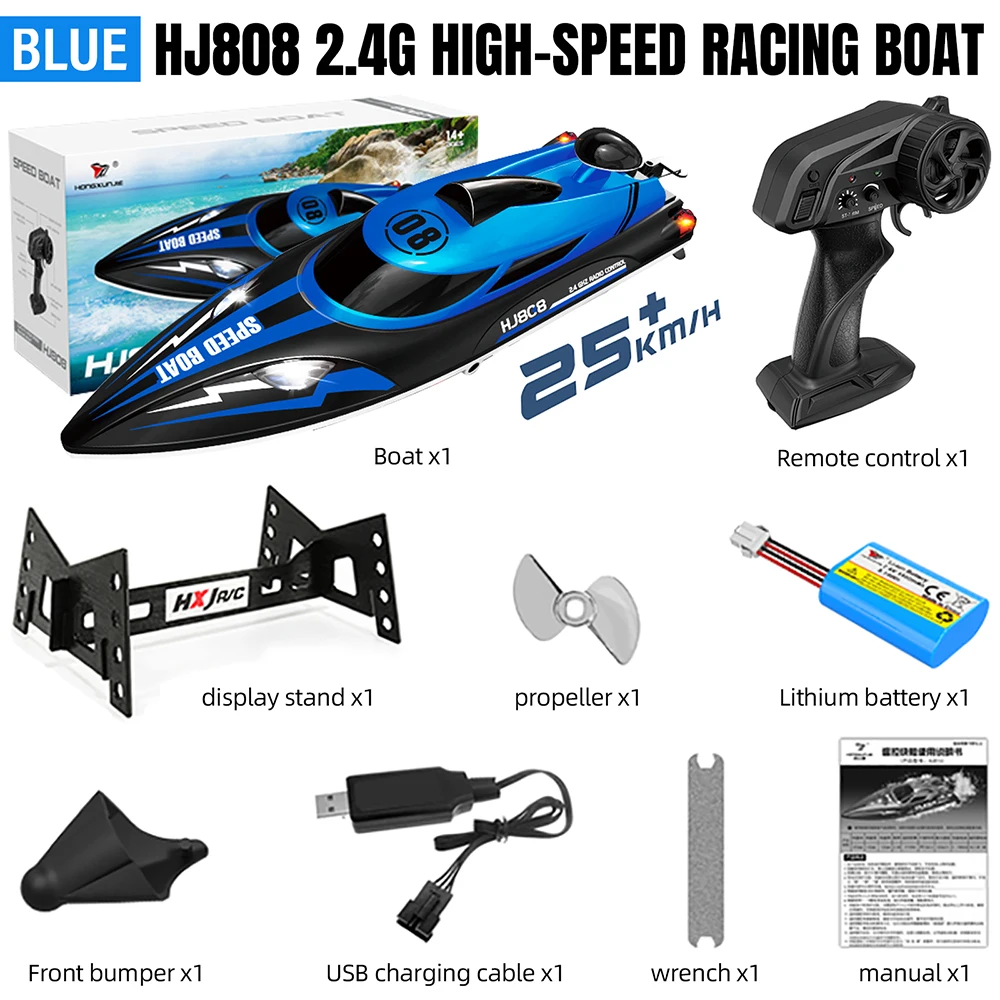 9IMOD HJ808 RC Boat 2.4G High-Speed Remote Control Boat 25Km/h for Adults and Kids