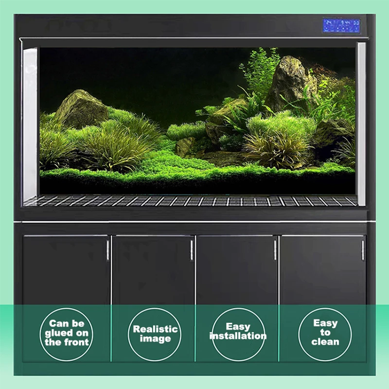 Aquarium Background Static Cling Green Tree Tropical Reptile Background