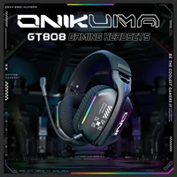 ONIKUMA GT808 Tri-mode Gaming Headset RGB Lighting 2.4G Wireless Gaming PC Wired Desktop with Headset   Ultra Long Life