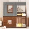 Twin Over Twin House Bunk Bed with Roof and Built-in Ladder Low Bunk Beds for Kids Teens  Toddler  Bunk Beds for Kids 3
