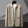 High end pocket design boutique knitted cardigan men's 2025 autumn new style fashion retro temperament casual lapel sweater coat
