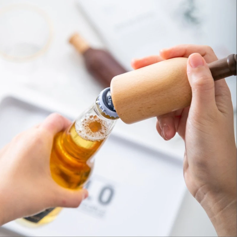 저스틴라우 스톡 맥주병따개 나무 도구 독창적인 모양 오프너 냉장고 자석 귀여운 바 용품 가족 음주용품