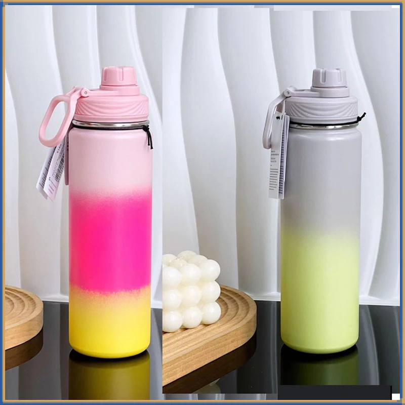 

New Lulu Water Bottle Thermos Sport Gym Vacuum Mug Portable Leakproof Outdoor Cup Insulated Stainless Steel Spout Lid Kids Gift