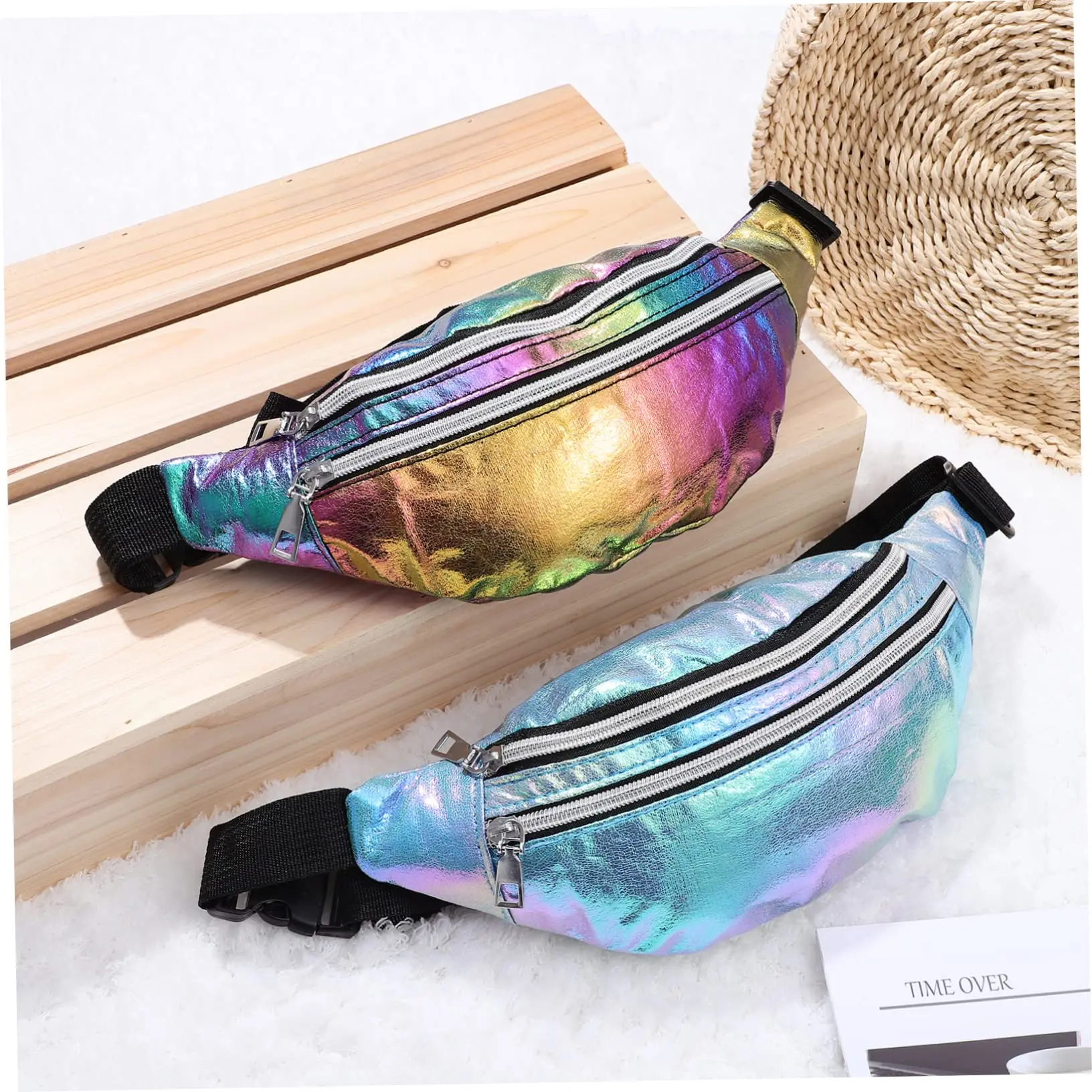 Holographische Fanny Pack Hologramm Taille Tasche Laser Strand Reise Banane Hüfte Bum Zip Taille Taschen Frauen Gürtel Tasche Für Mädchen – Detail 8