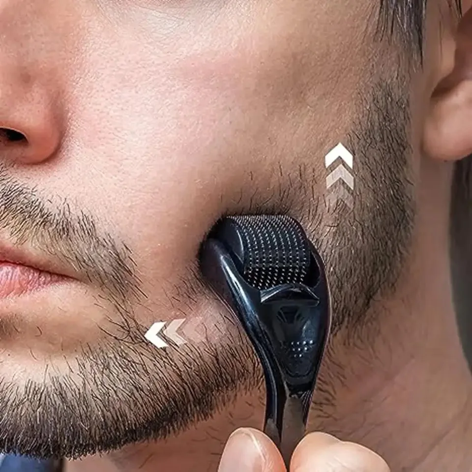 All Black Professional 540 Micro Needle Derma Roller Massage Roller For Skin Care Beard Growth Hair Growth 1Pcs derma roller