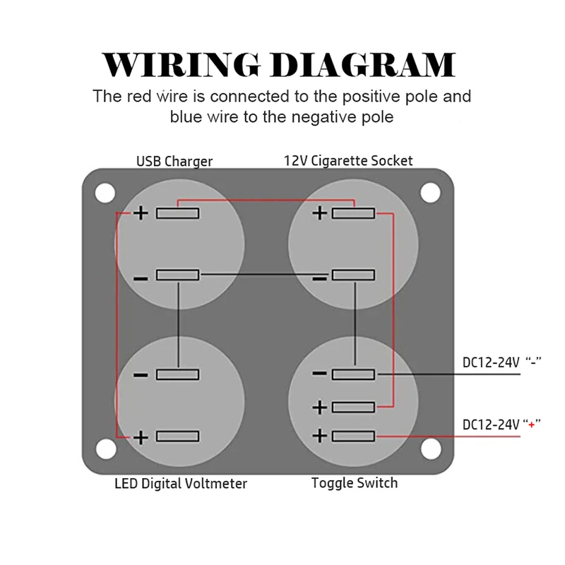 4 in 1 차량용 충전기 12V 스위치 패널 QC3.0 듀얼 USB 충전기 LED 전압계 12V ON/OFF 토글 스위치 자동차 보트 용 담배 소켓