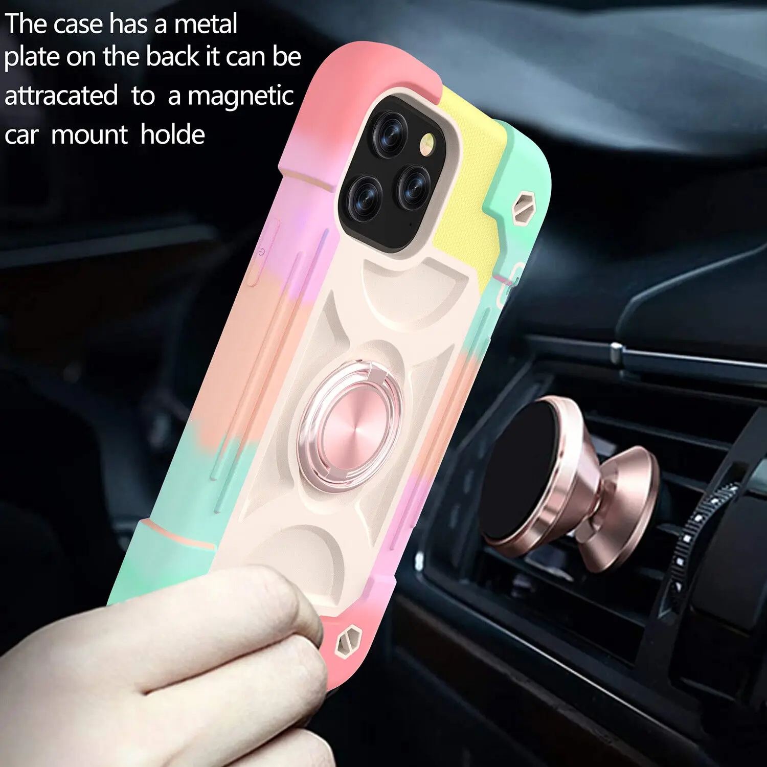 Outdoor Vehicle Armor Cover For iPhone 8 7 6 14 Plus 11 12 Pro Max 13 Mini X XS Max XR Shockproof Heavy Duty Ring Kickstand Case