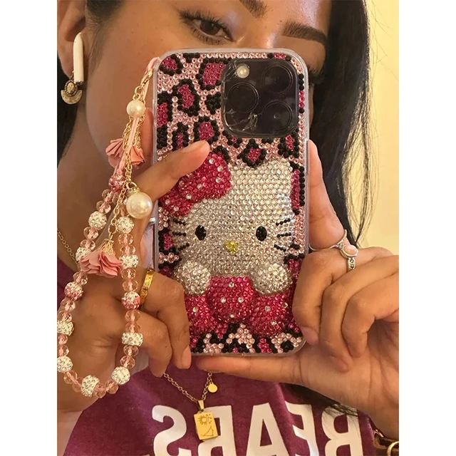 for iPhone 15 14 13 Pro Max iPhone Xs iPhone Case 8 plus Rhinestone 7  Cartoon Hello Kitty 11 Protective Case 6 Female 12