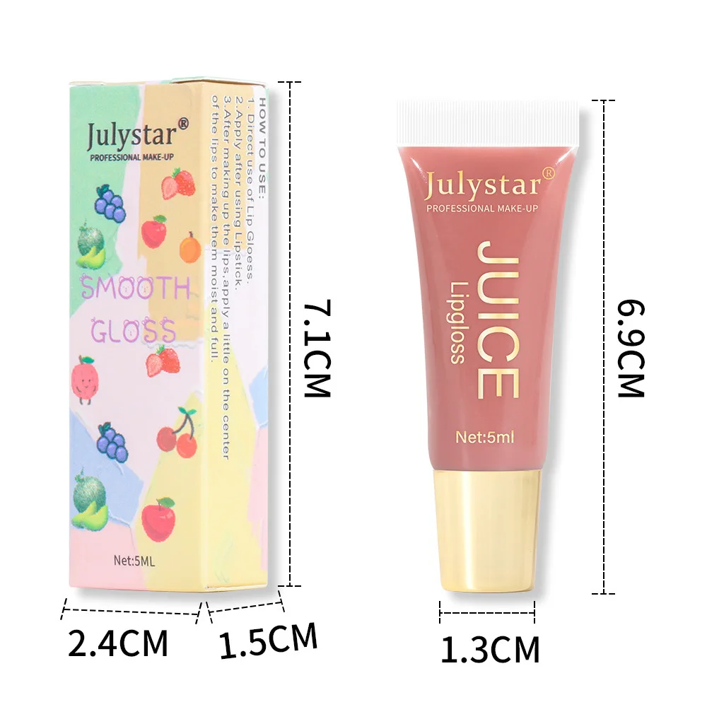 Glitter Plumping Lip Gloss Jelly Strawberry Moisturizer Fruit Lip Oil Transparent Fullness Lip Tint Gel Soft Tube Makeup LipCare 6